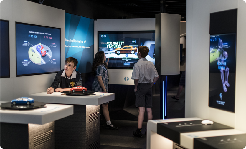 Children at the road to zero exhibit